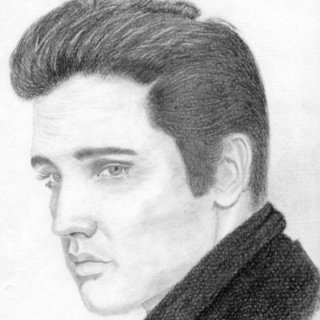 Graphite drawing of a young Elvis