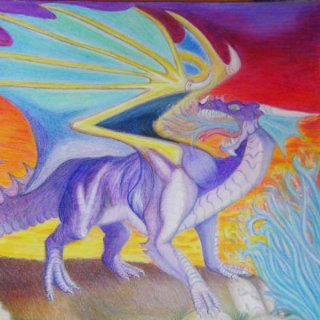 Blue Dragon Mixed media card